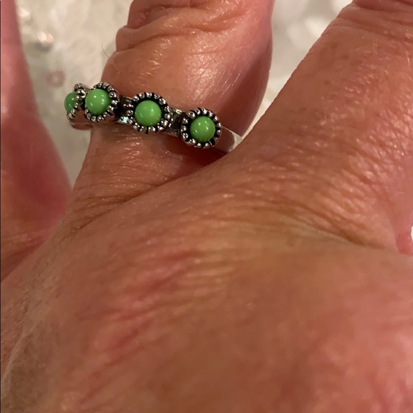 Silver Ring with Green Turquoise - Picture 2 of 7